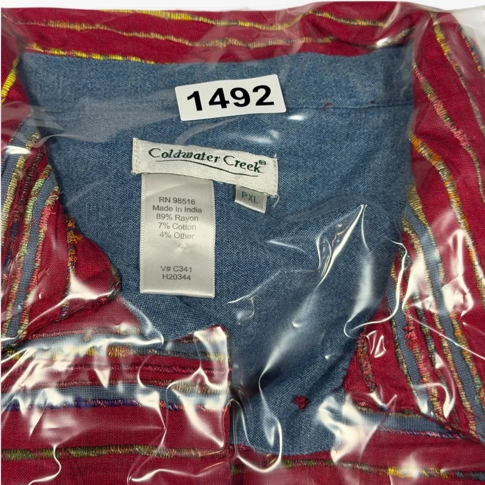 Coldwater‎ Creek Red Rayon Blend Shacket Jacket made in India